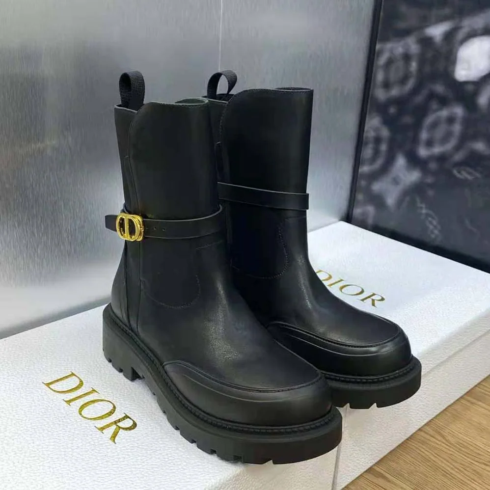 Dior Empreinte Ankle Boot Black Calfskin and Rubber for Women