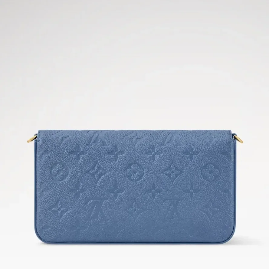 Louis Vuitton Pochette Felicie Shoulder Bag in Denim Blue Gold Hardware