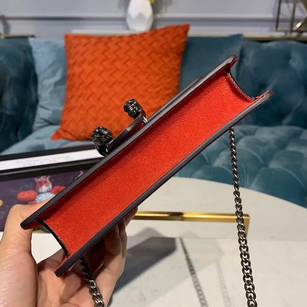 Gucci Dionysus Supreme Super Mini Bag Beige/Ebony GG Supreme Canvas Red Suede / Gucci Dionysus Supreme Super Mini Bag Beige/Ebony GG Supreme Canvas Red Suede /