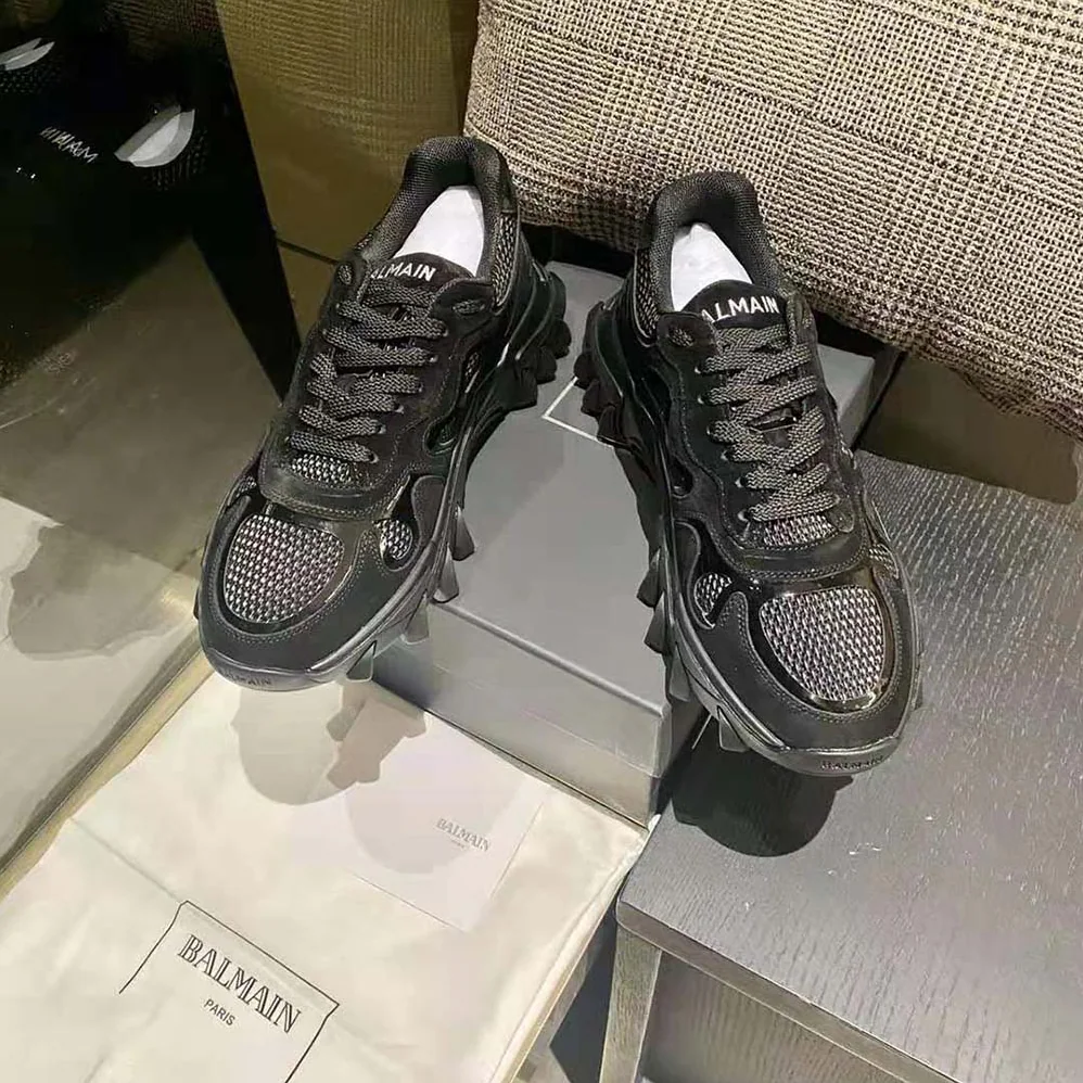 Balmain B-East Trainer in Leather Suede and Mesh for Unisex in Black