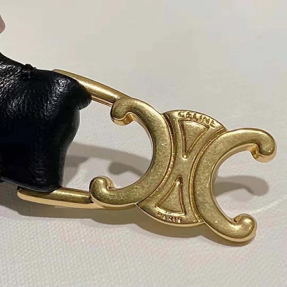 Celine Small Triomphe Scrunchy Belt in Lambskin for Women in Black