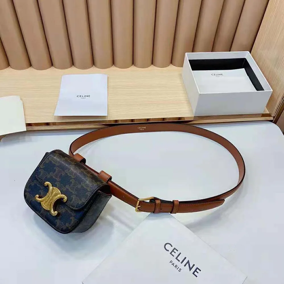 Celine Belt Bag Triomphe Belt in Triomphe Canvas and Calfskin for Women Celine Belt Bag Triomphe Belt in Triomphe Canvas and Calfskin for Women