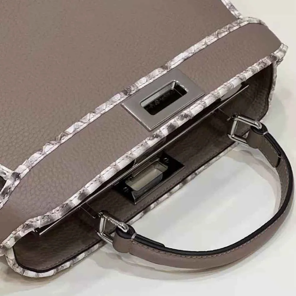 Fendi Peekaboo Iseeu Small Gray Full Grain Leather and Elaphe Bag for Women Fendi Peekaboo Iseeu Small Gray Full Grain Leather and Elaphe Bag for Women