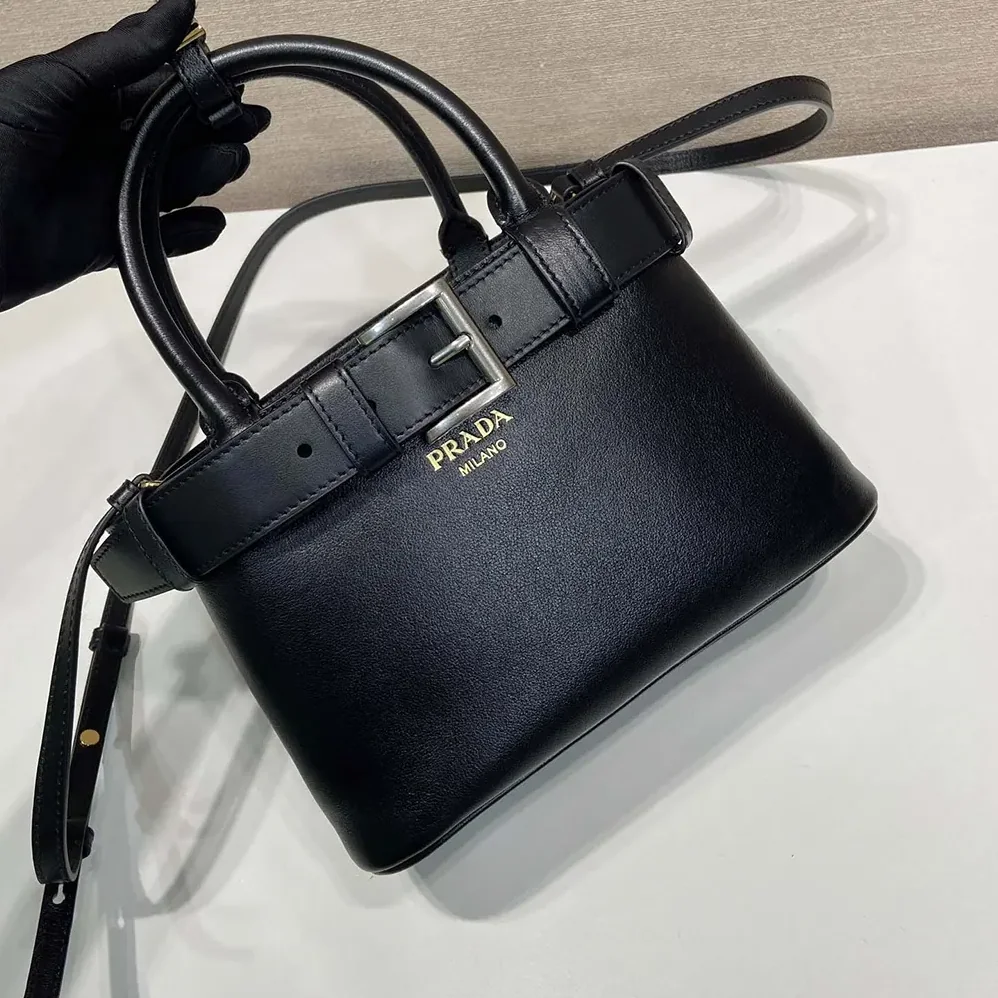 Prada Wome Buckle Small Leather Bag With Belt in Black Prada Wome Buckle Small Leather Bag With Belt in Black