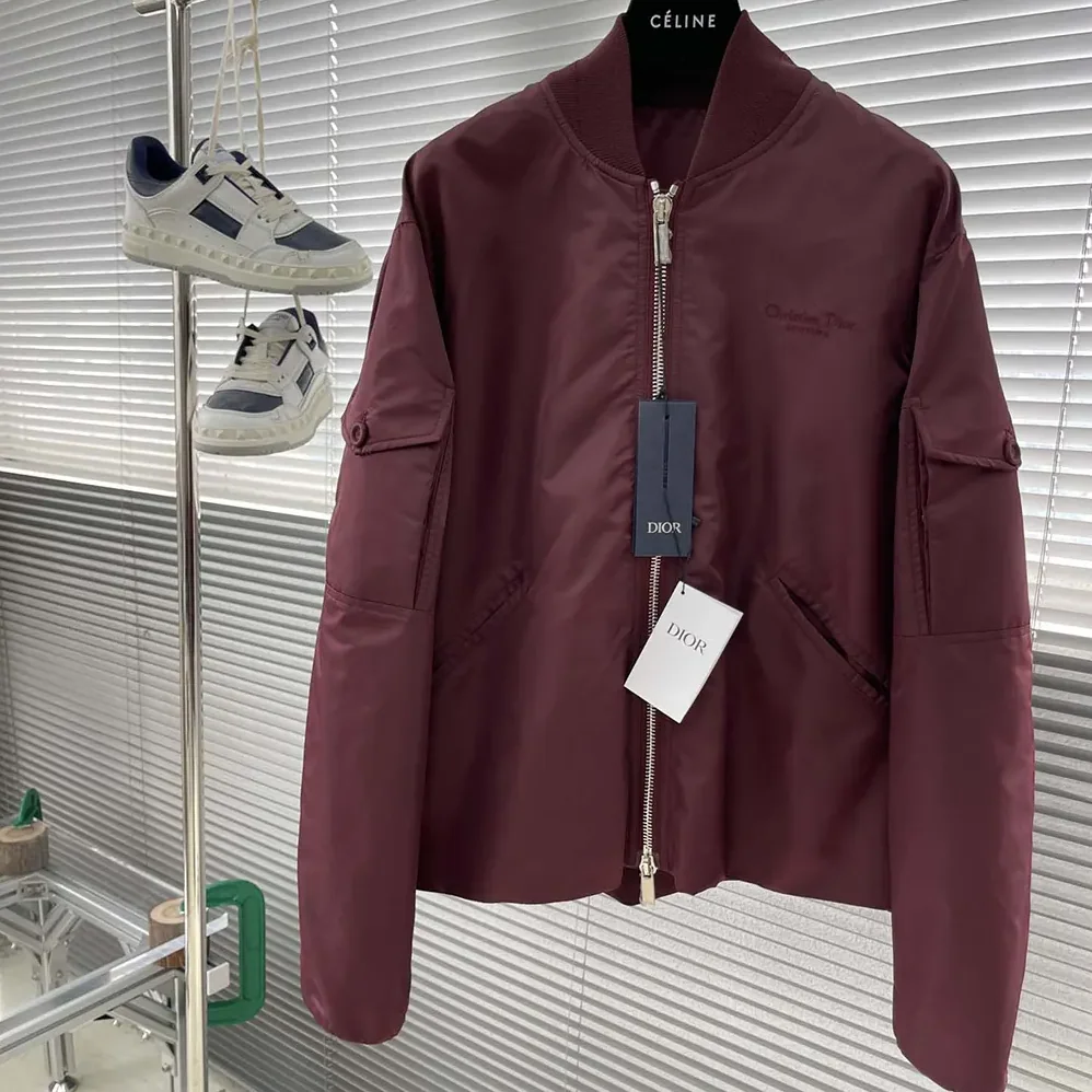 Dior Christian Dior Couture Bomber Jacket Burgundy Technical Fabric for Women Dior Christian Dior Couture Bomber Jacket Burgundy Technical Fabric for Women