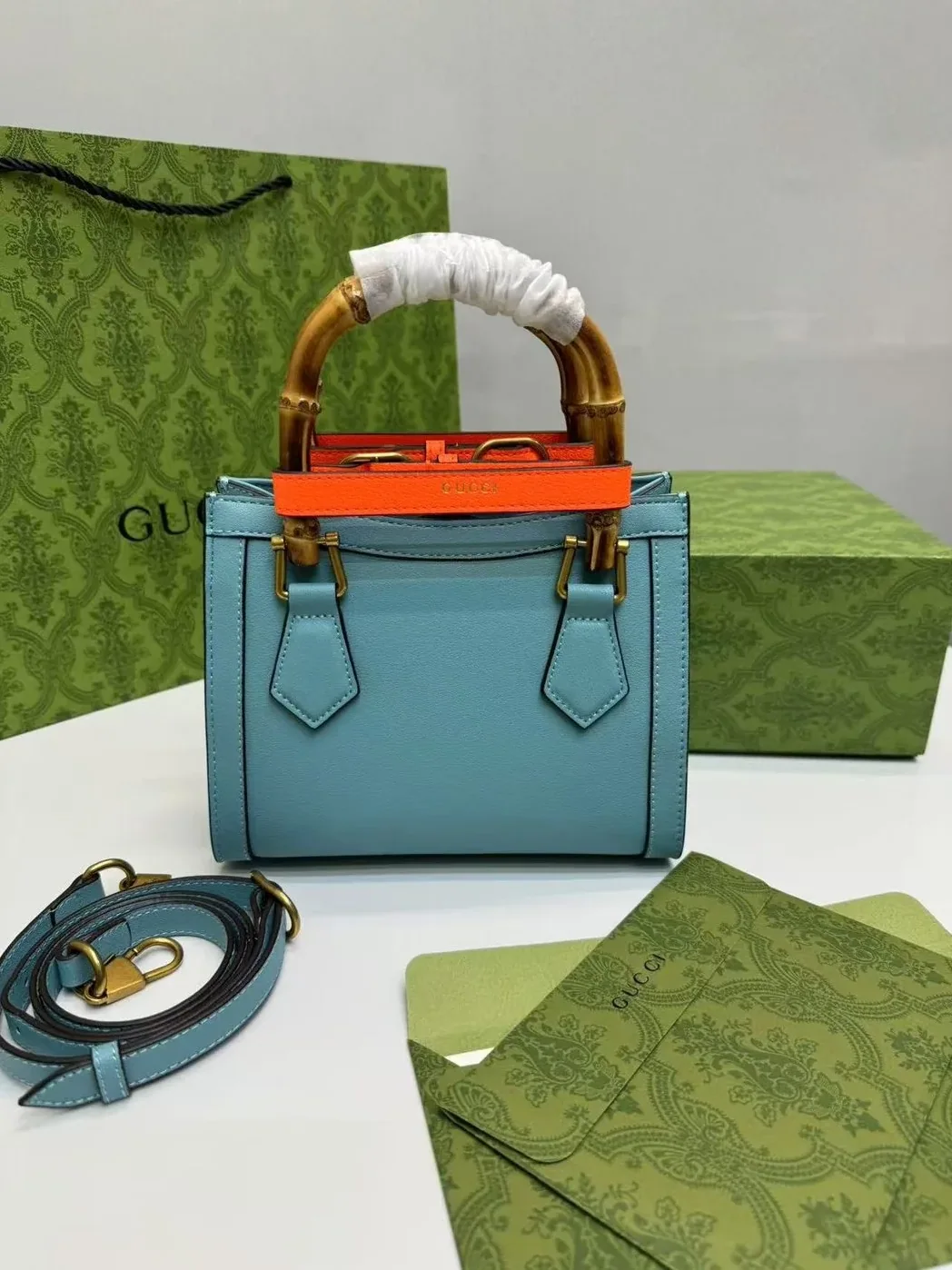 Gucci Diana Mini Tote Bag Light Blue Gucci Diana Mini Tote Bag Light Blue