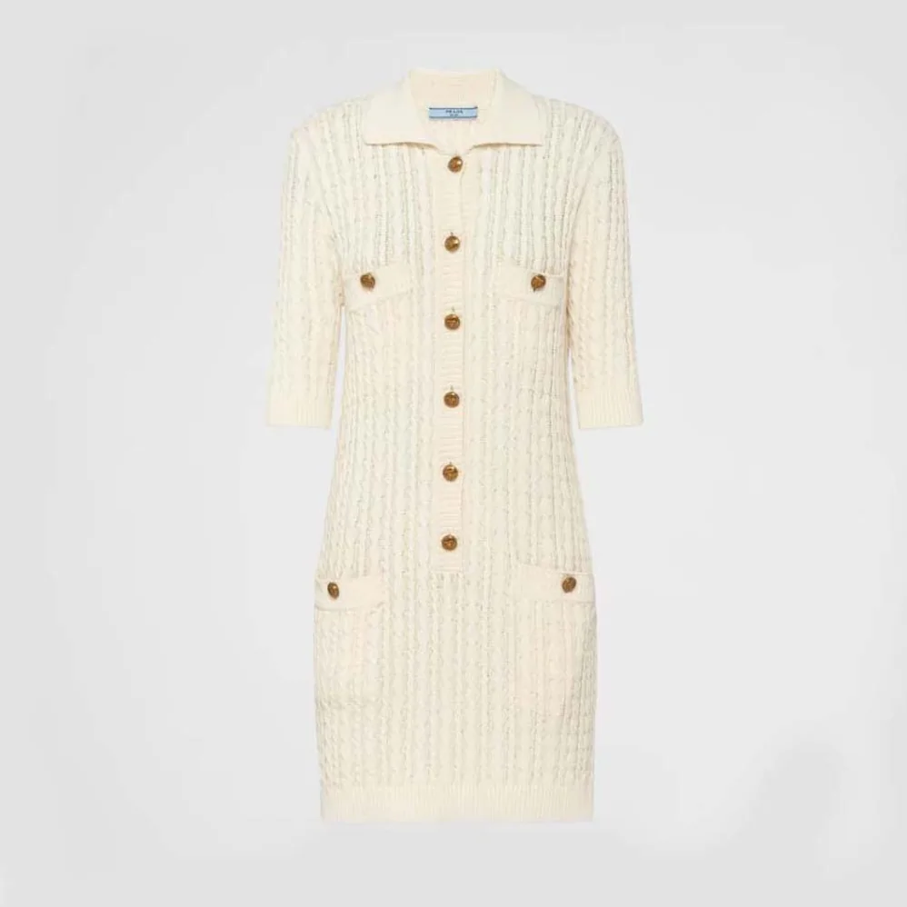 Prada Cable-Knit Cotton Mini for Women in Dress Prada Cable-Knit Cotton Mini for Women in Dress