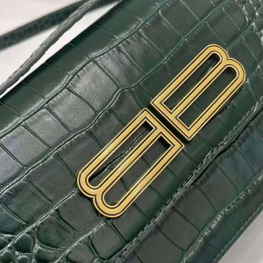 Balenciaga Gossip Small Bag in Extra Supple Crocodile Embossed Calfskin in Forest Green for Women