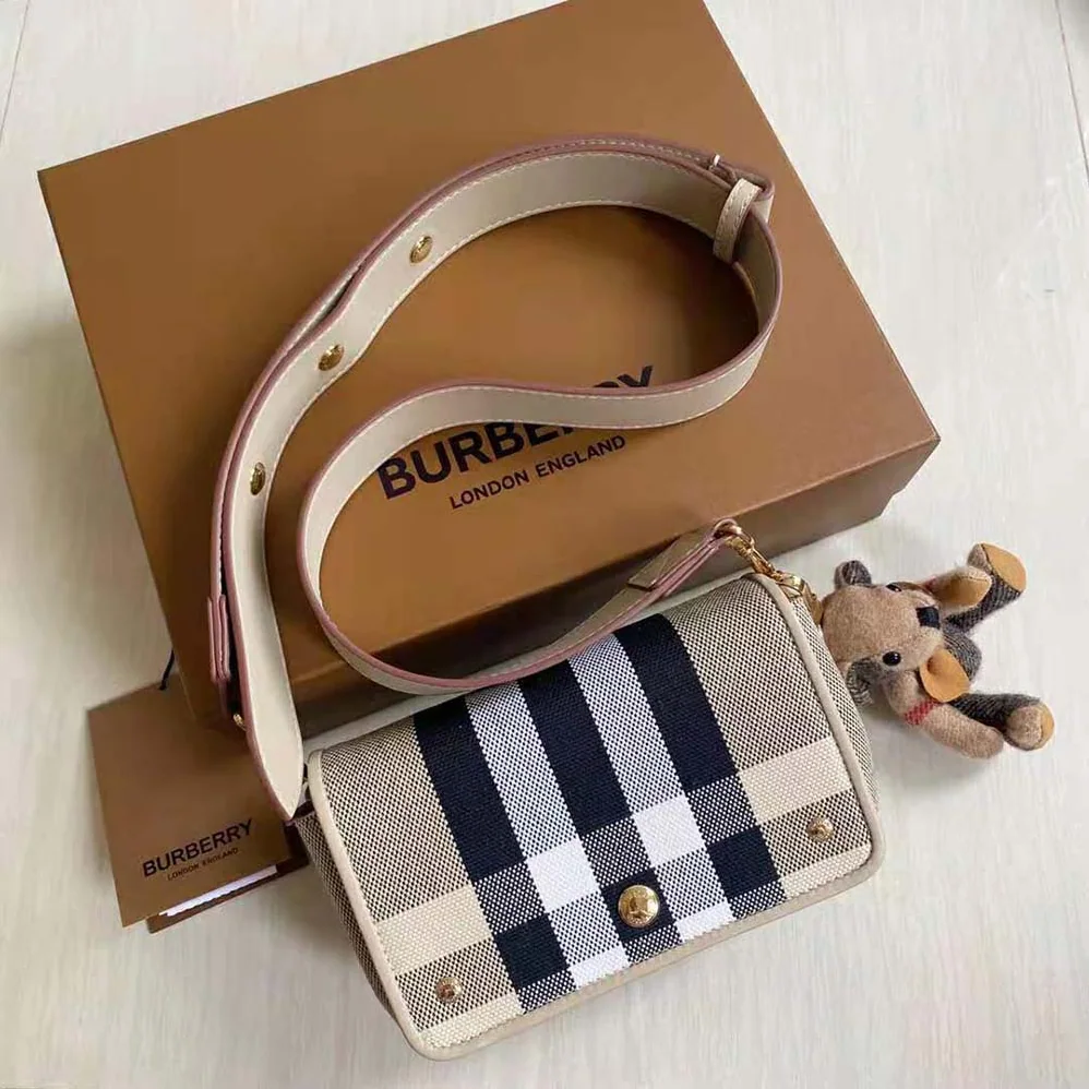 Burberry Small Check Canvas Crossbody Bag for Women Burberry Small Check Canvas Crossbody Bag for Women