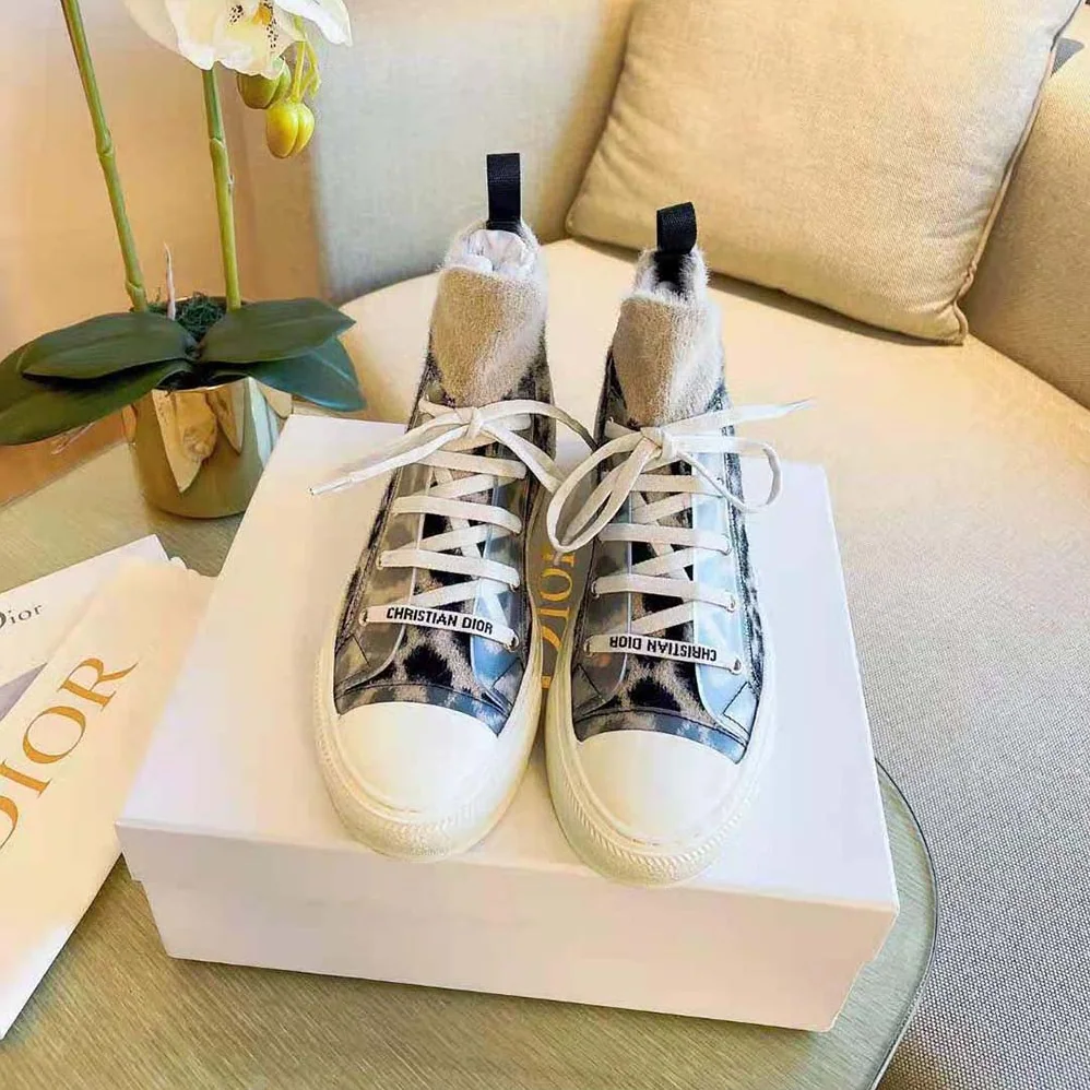 Dior Walk'n'Dior Sneaker Fur-Effect Knit Printed with Beige Multicolor Mizza Pattern for Women Dior Walk'n'Dior Sneaker Fur-Effect Knit Printed with Beige Multicolor Mizza Pattern for Women