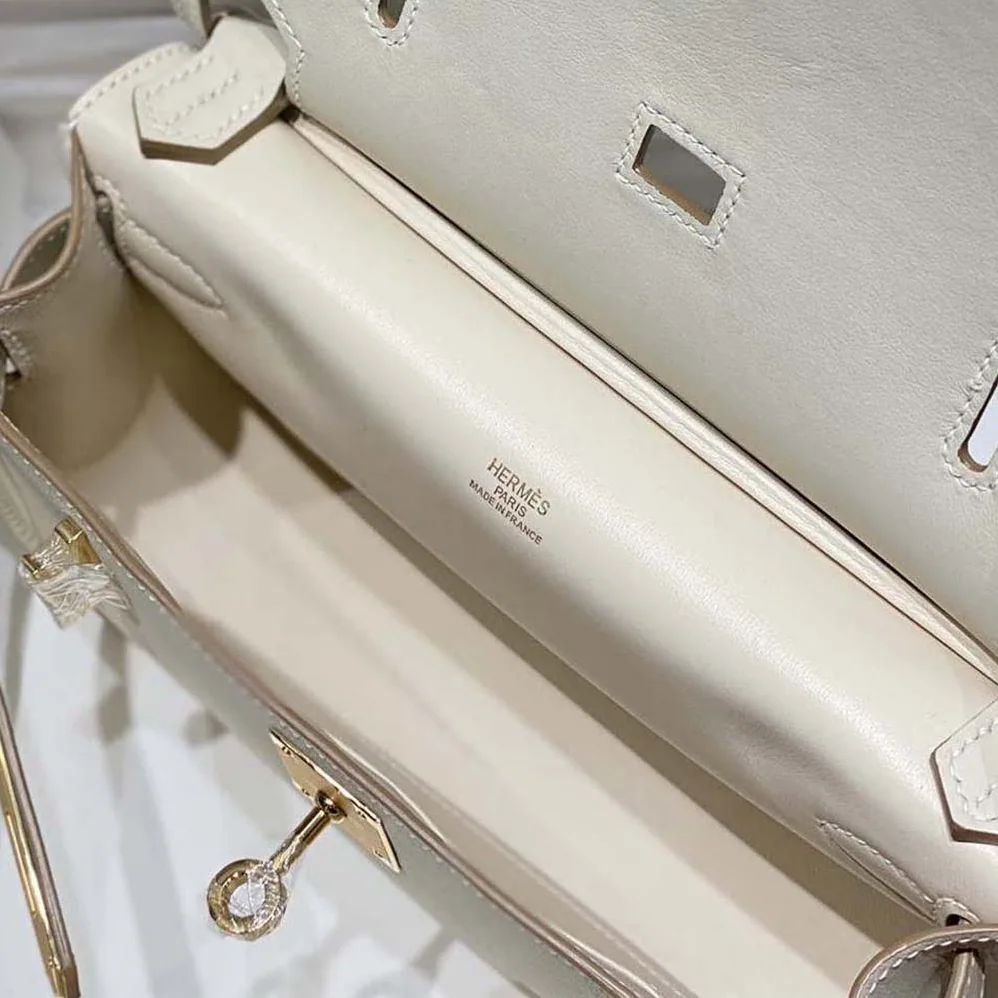 Hermes Jyspiere in Evercolor Leather for Women in White/Gold Hermes Jyspiere in Evercolor Leather for Women in White/Gold