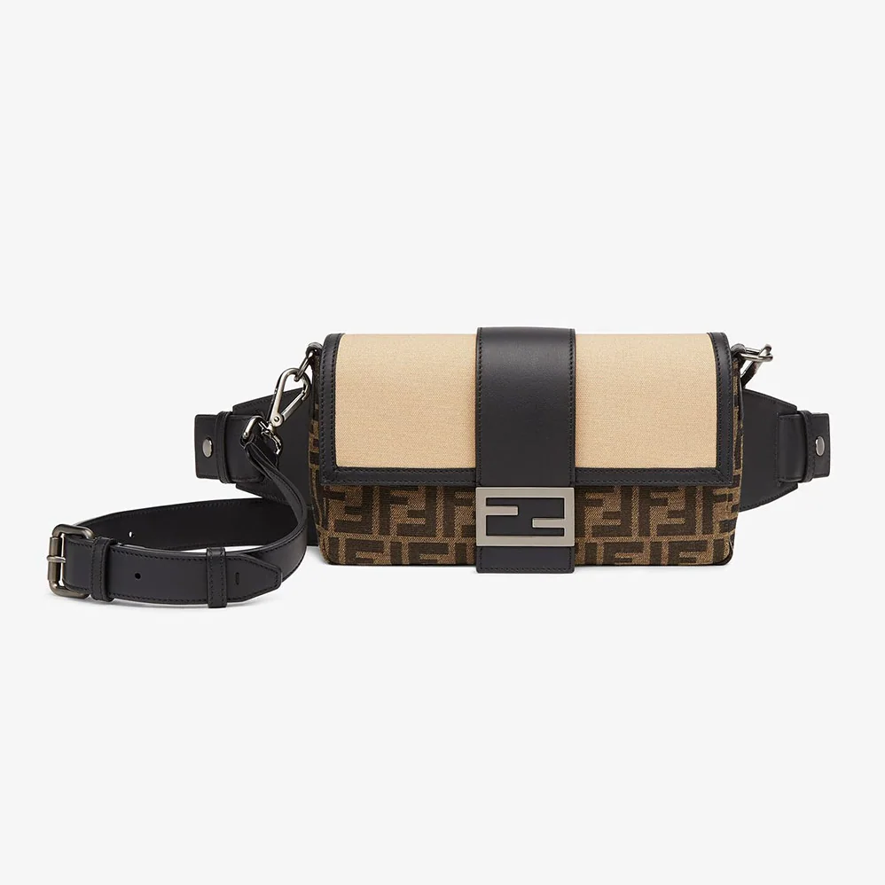 Fendi Baguette Brown Fabric Bag for Men in Black Fendi Baguette Brown Fabric Bag for Men in Black