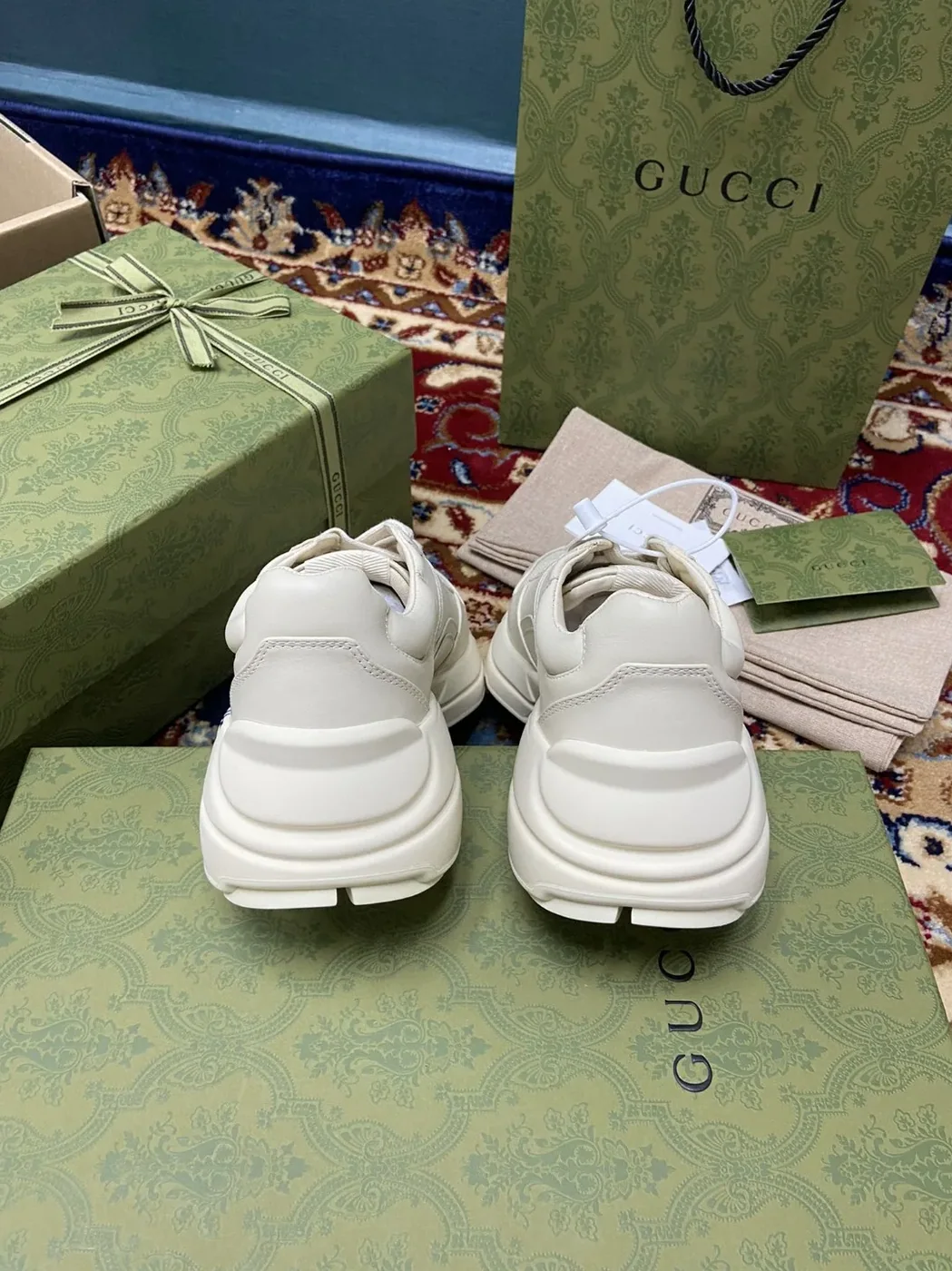Gucci Rhyton Sneaker With Anchor White Ivory for Men Gucci Rhyton Sneaker With Anchor White Ivory for Men