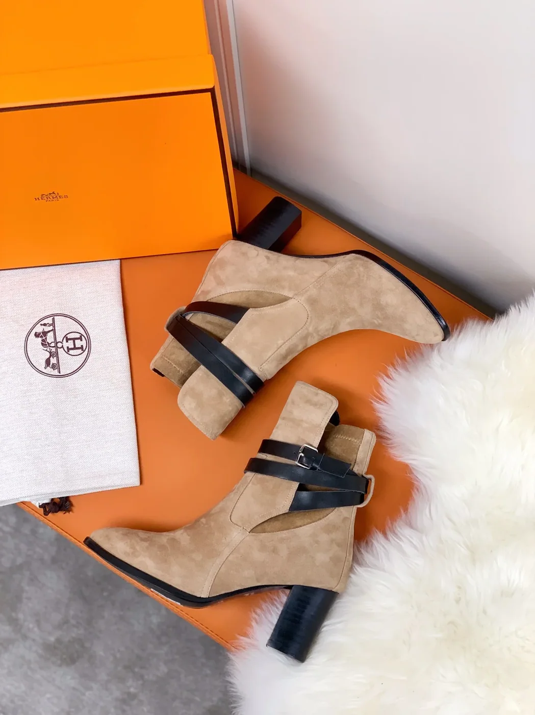 Hermes Frenchie 70 Ankle Boots Beige /