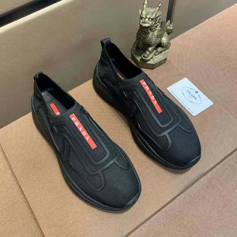 Prada Bike Knit Sneakers for Men in Black