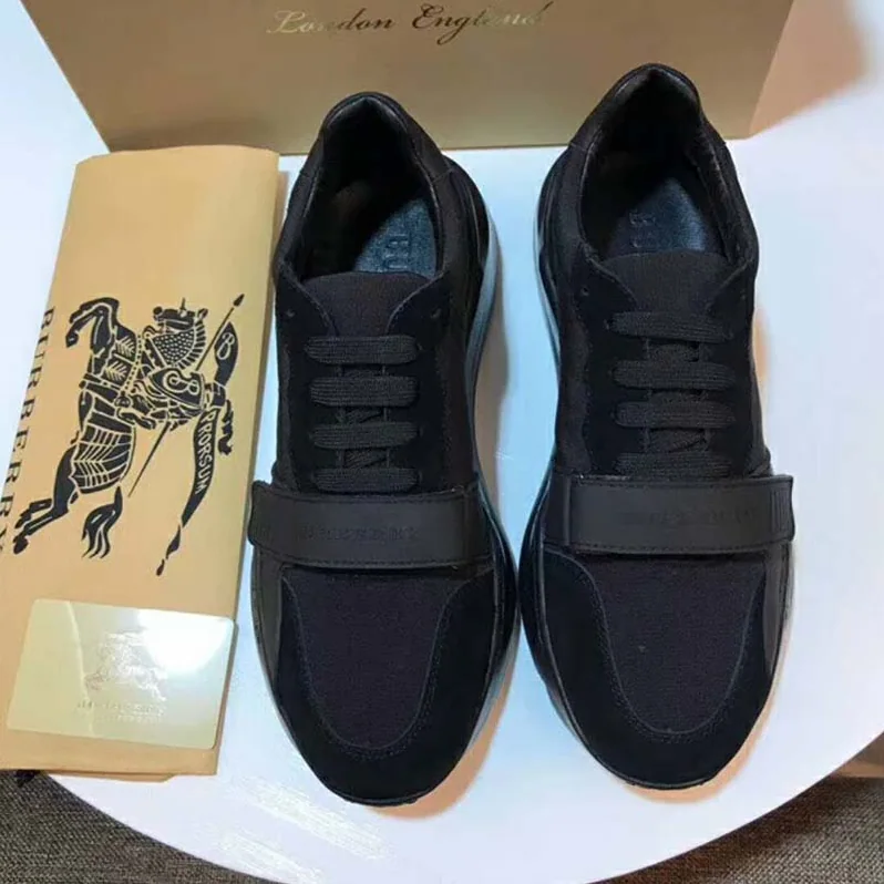 Burberry Suede Neoprene and Leather Sneakers for Men in Black