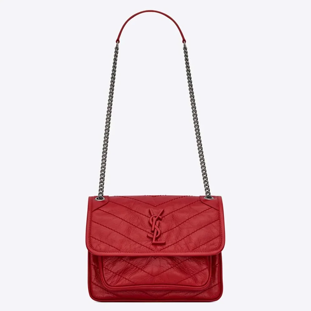 Saint Laurent YSL Niki Baby Crinkled Vintage Leather Bag for Women