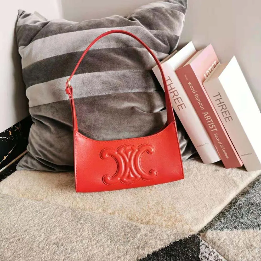 Celine Shoulder Bag Cuir Triomphe in Smooth Calfskin for Women in Red