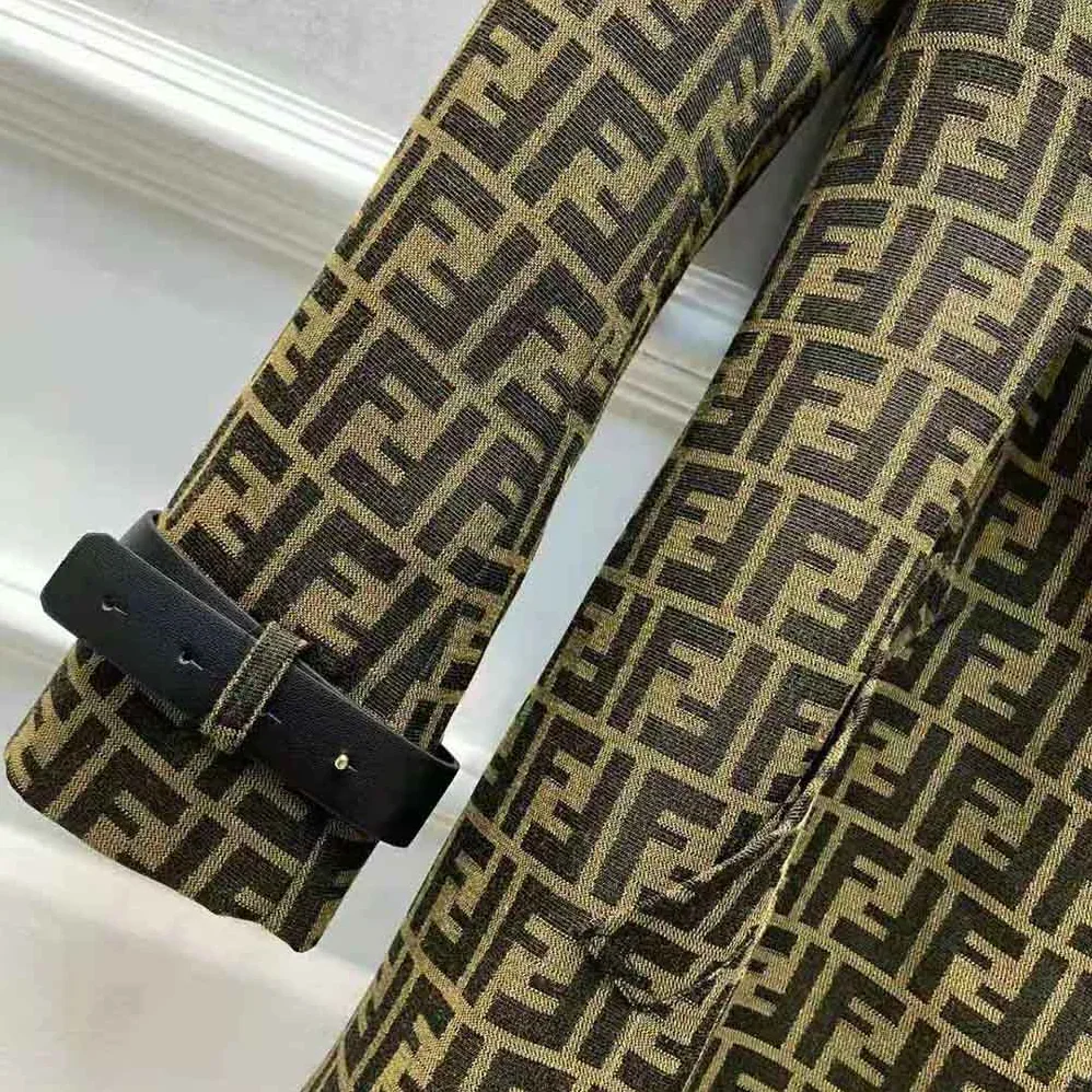Fendi Overcoat Brown Canvas Trench Coat for Women