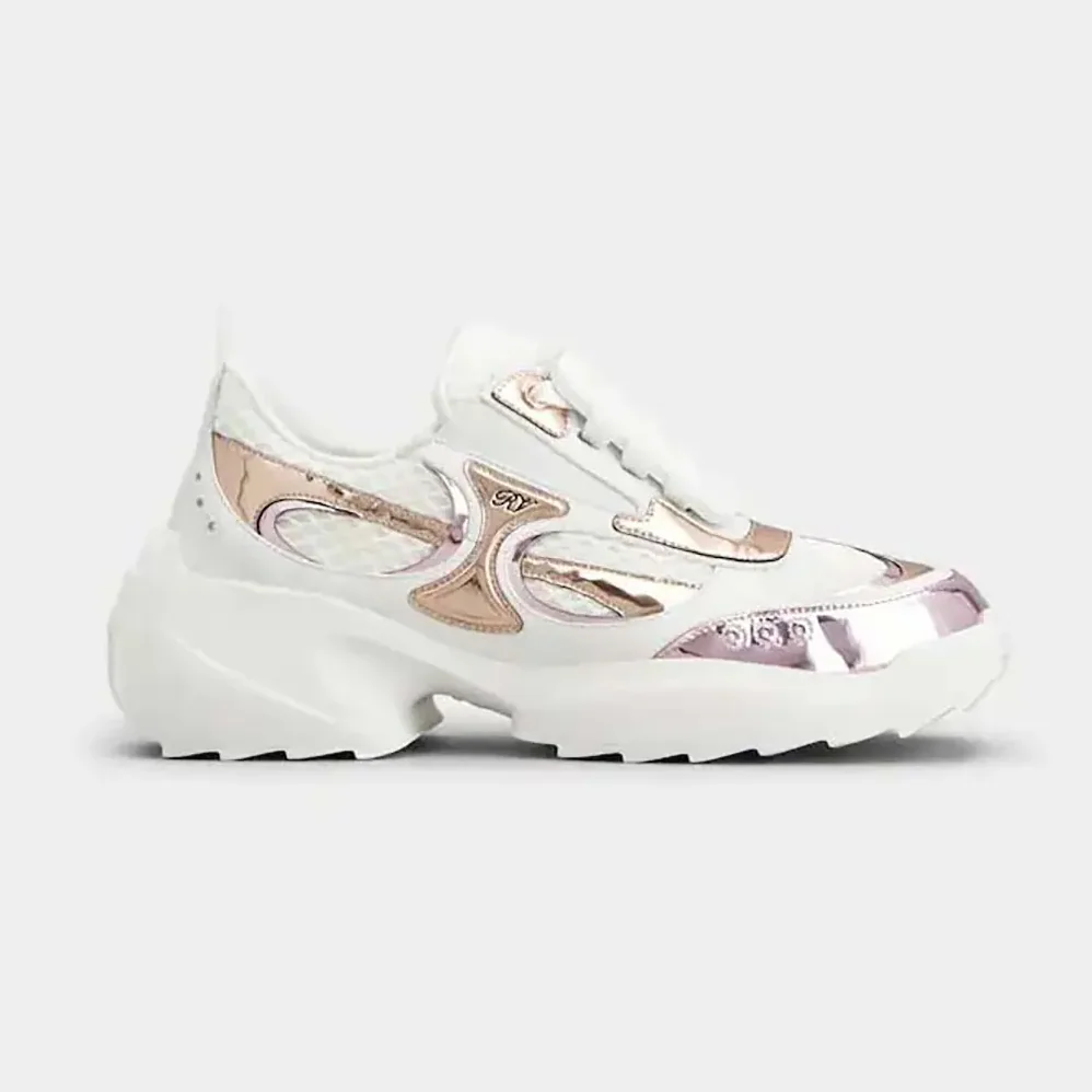Roger Vivier Viv' on the Run Sneakers in Leather and Fabric for Women in Pink Roger Vivier Viv' on the Run Sneakers in Leather and Fabric for Women in Pink
