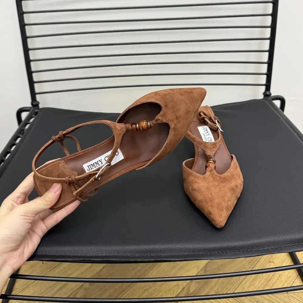 Jimmy Choo Lauri 50 Tan Mix Suede Slingbacks with Beads for Women in Brown Jimmy Choo Lauri 50 Tan Mix Suede Slingbacks with Beads for Women in Brown