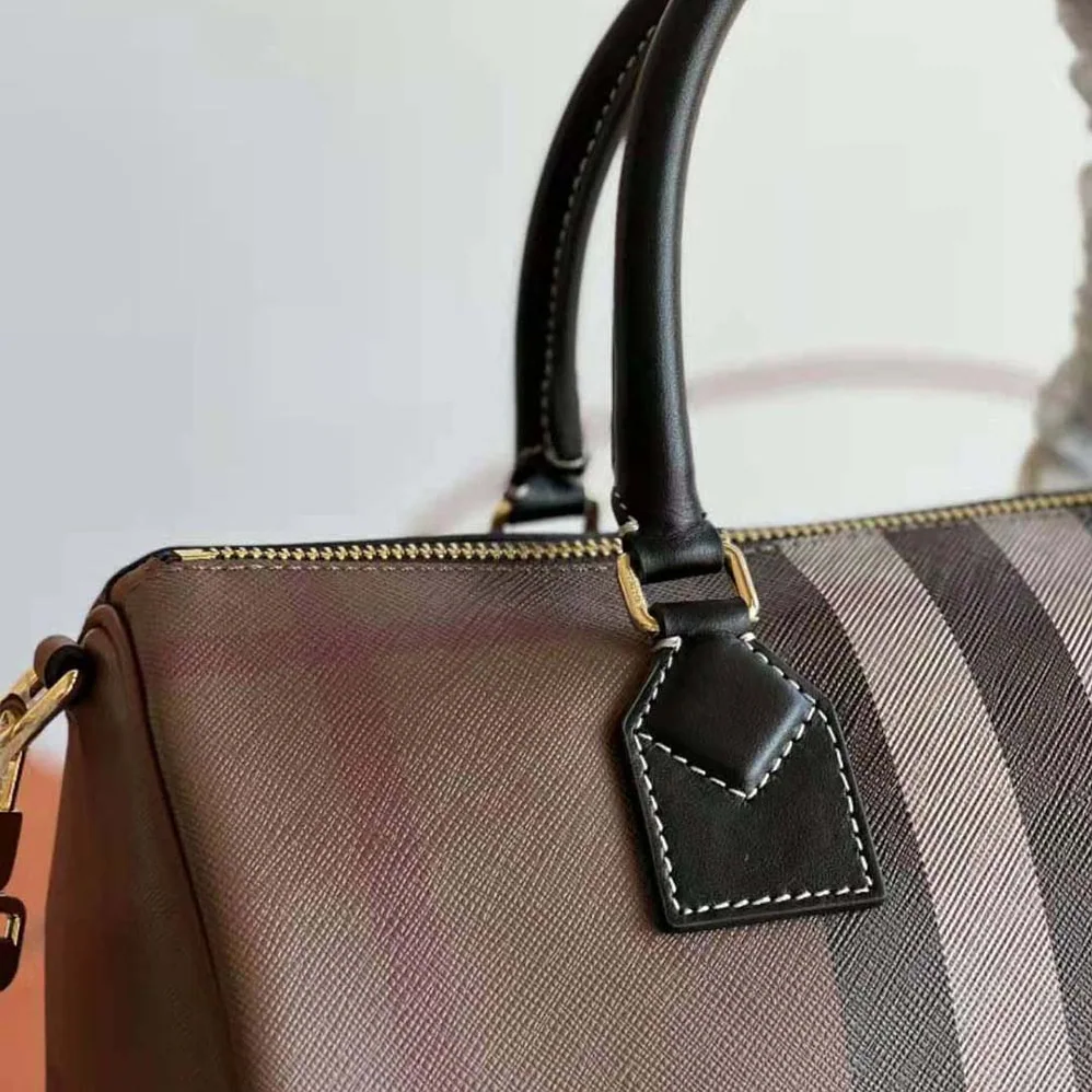 Burberry Check Medium Bowling Bag for Women in Black Burberry Check Medium Bowling Bag for Women in Black