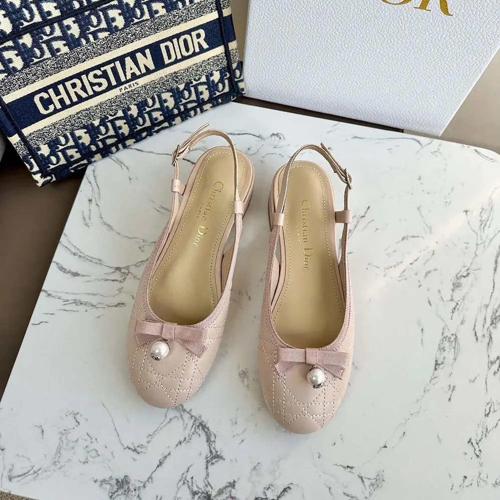 Dior Ballet Slingback Pump Nude Quilted Cannage Calfskin for Women Dior Ballet Slingback Pump Nude Quilted Cannage Calfskin for Women