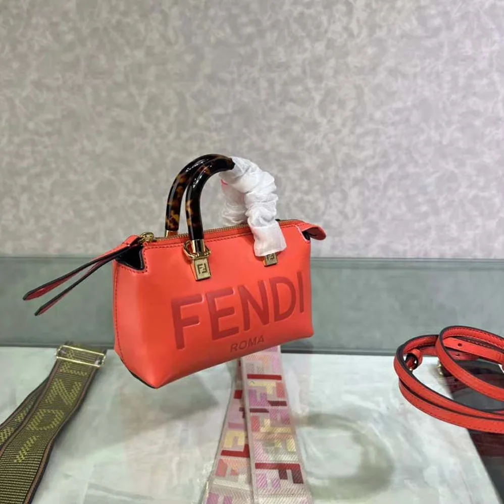 Fendi By The Way Mini Red Leather Small Boston Bag for Women