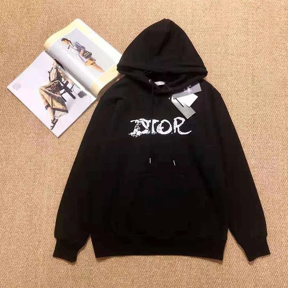 Dior Peter Doig Hooded Sweatshirt Black Cotton Fleece for Men