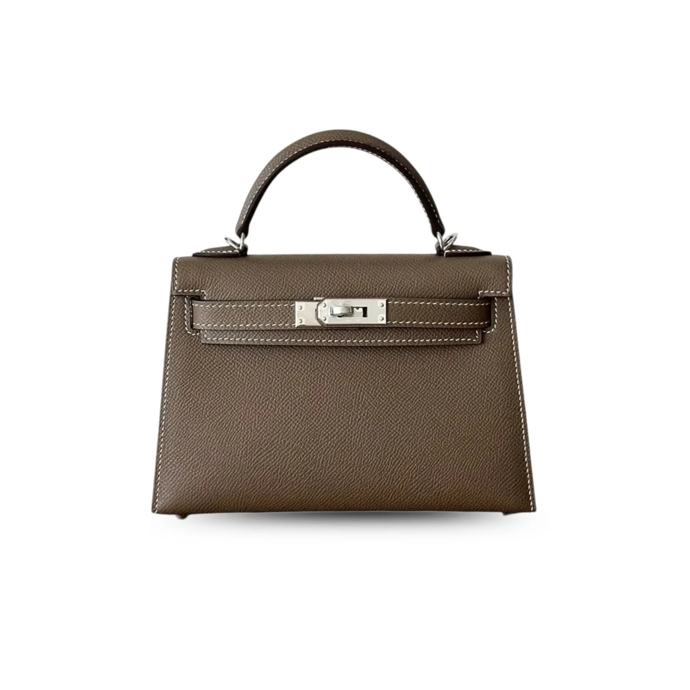 Hermes Kelly Mini Top Handle Bag in Etoupe Epsom Palladium Hardware