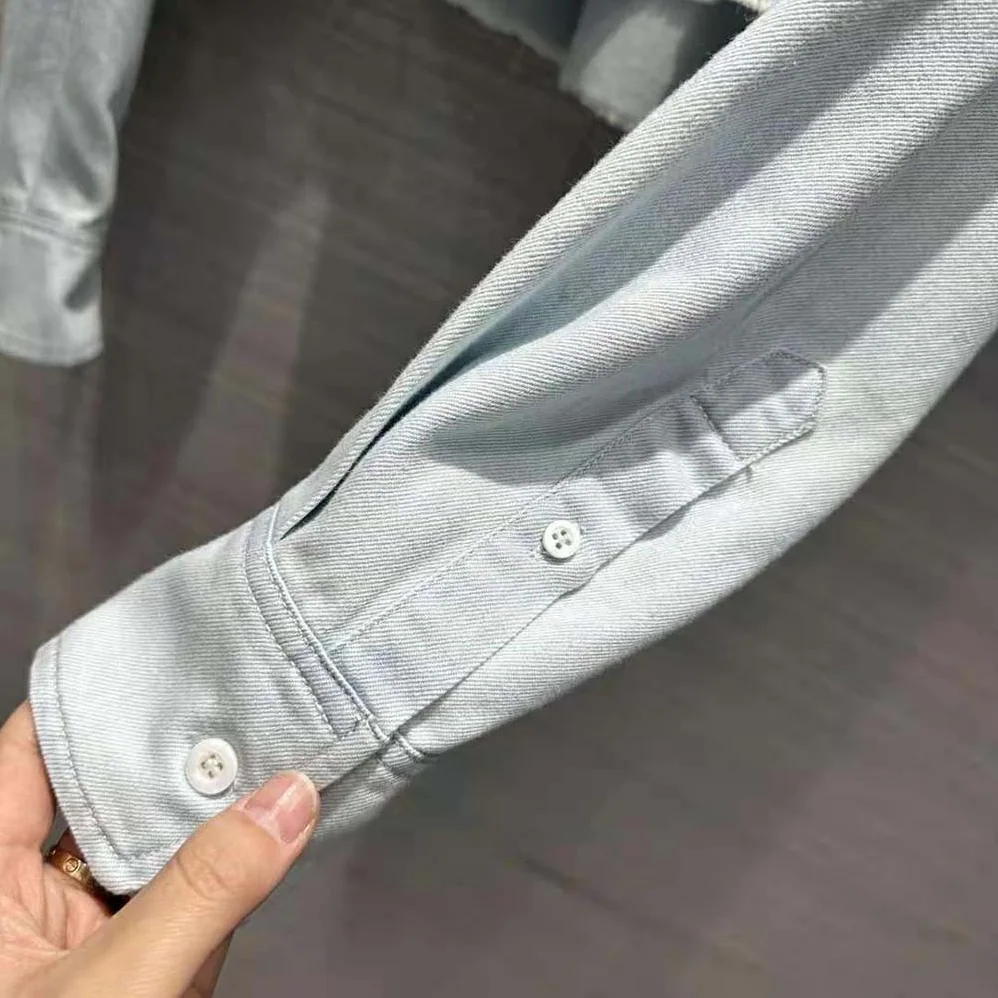 Miu Miu Denim Shirt with Embroidered Logo for Women