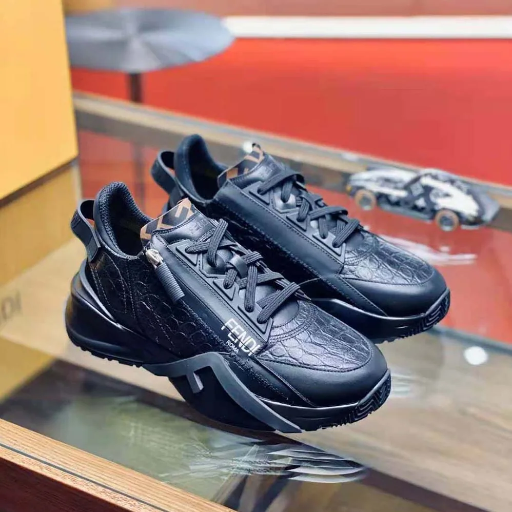 Fendi Sneakers Black Caiman Low for Women in Tops Fendi Sneakers Black Caiman Low for Women in Tops