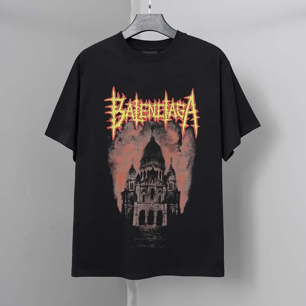 Balenciaga Sacré Coeur Oversized T-Shirt in Black Dry Jersey for Women Balenciaga Sacré Coeur Oversized T-Shirt in Black Dry Jersey for Women
