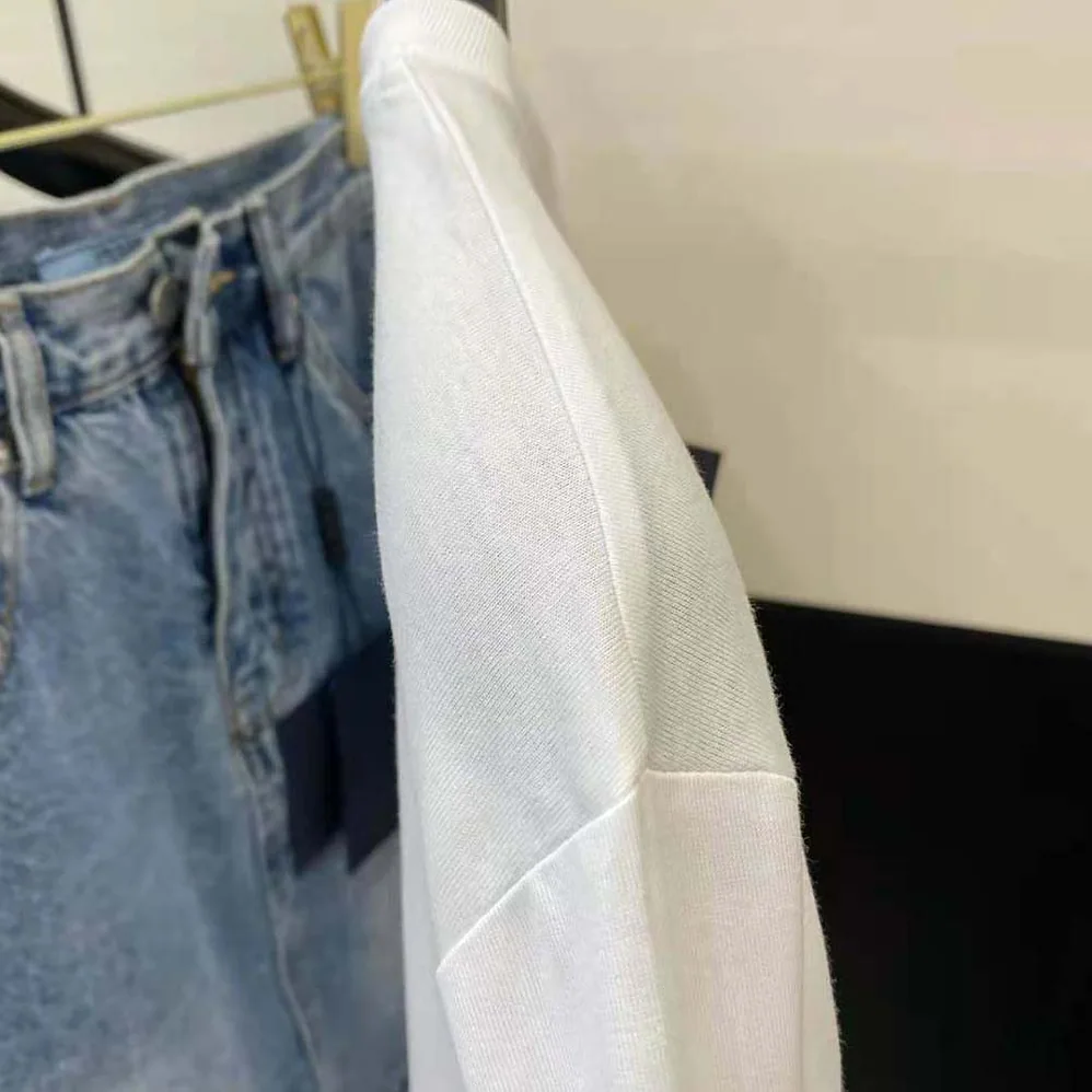 Prada Embroidered Jersey T-shirt for Men in White