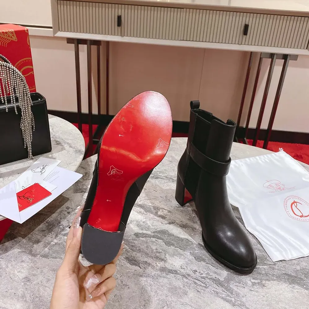 Christian Louboutin CL Chelsea Lug 100 mm Low Boots Calf Leather for Women in Black