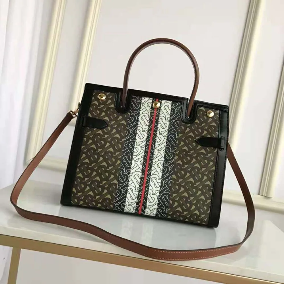 Burberry Medium Monogram Stripe E for Women in canvas Title Bag