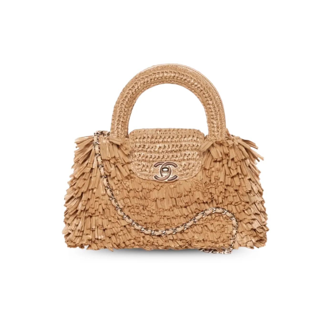 Chanel Mini Shopping Top Handle Bag in Dark Beige Gold Hardware