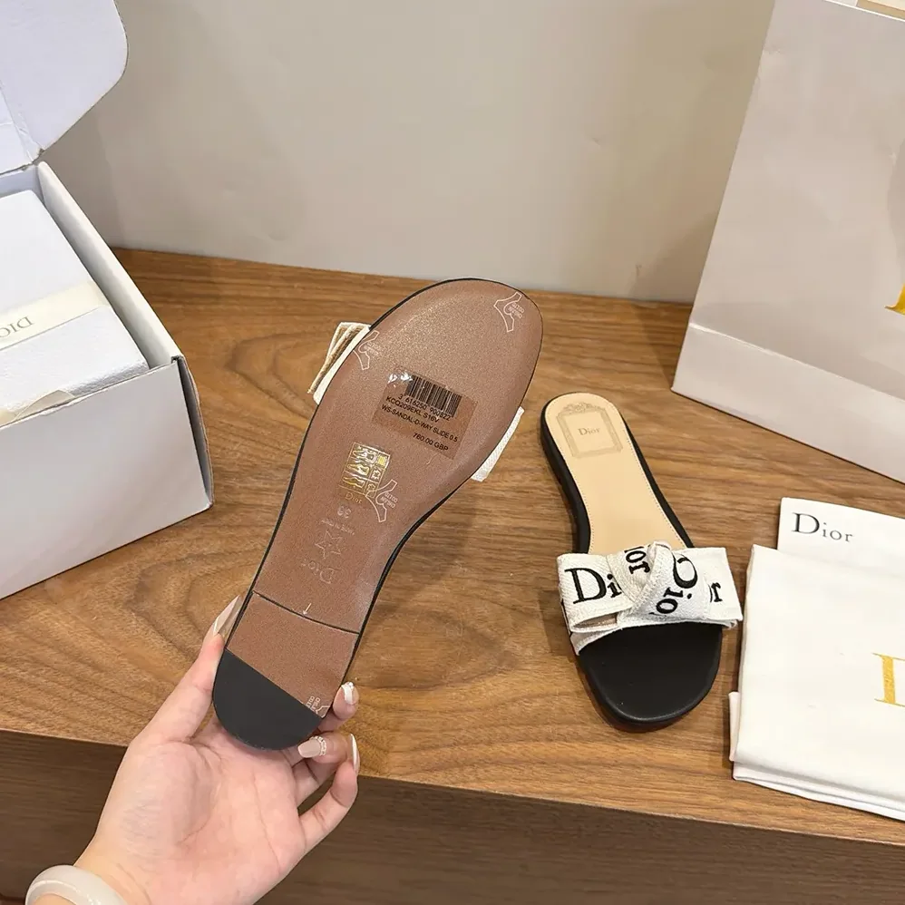 Dior J'Adior Slide Black Embroidered Cotton for Women