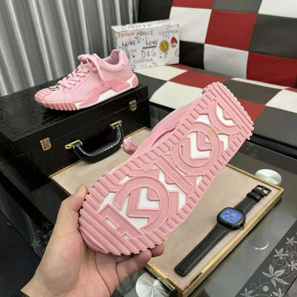 Dolce Gabbana D&G Calfskin NS1 Sneakers with DG Logo for Unisex in Pink Dolce Gabbana D&G Calfskin NS1 Sneakers with DG Logo for Unisex in Pink