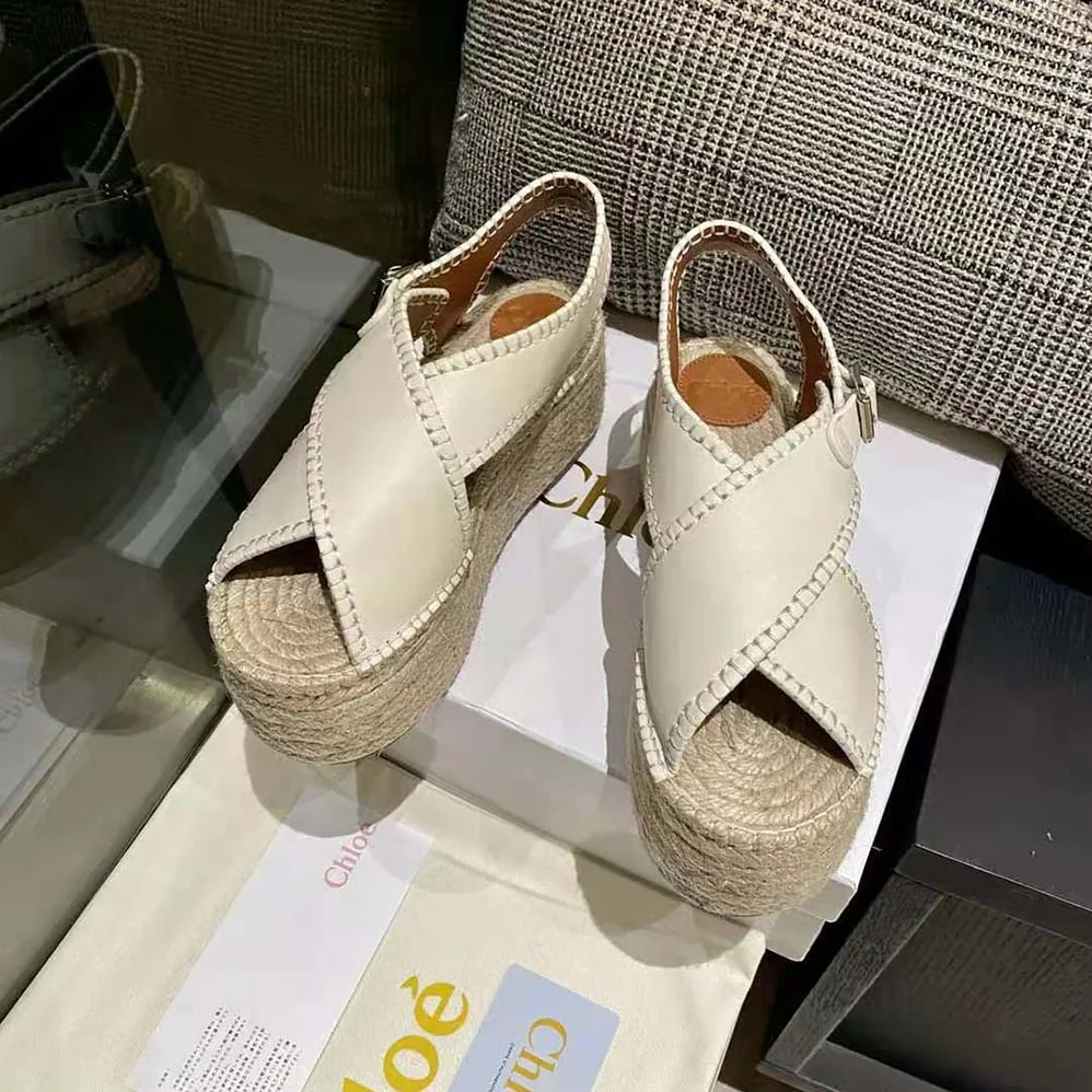Chloe Lucinda Platform Espadrille in 6cm Heel Height for Women in White Chloe Lucinda Platform Espadrille in 6cm Heel Height for Women in White