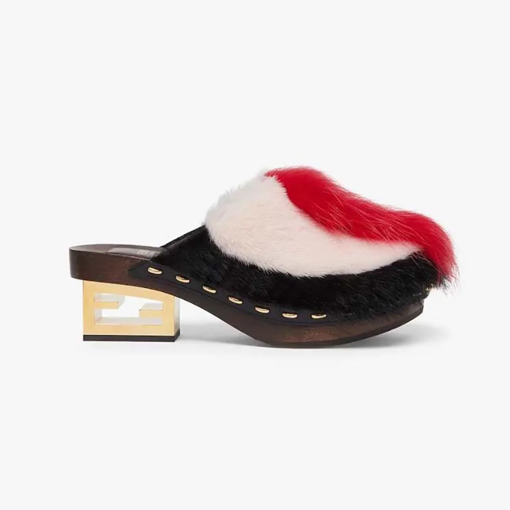 Fendi Baguette Show Red Fox Fur Medium for Women in Heel Clogs Fendi Baguette Show Red Fox Fur Medium for Women in Heel Clogs