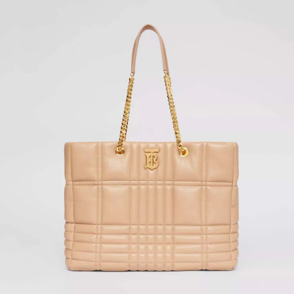 Burberry Medium Quilted Lambskin Lola Shopper Bag for Women in Sandy