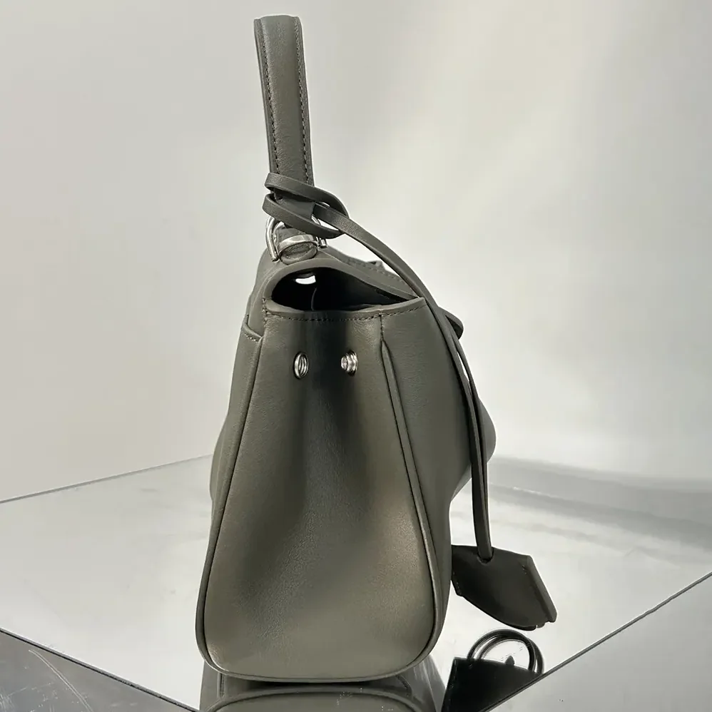 Balenciaga Rodeo Handbag Mini In Khaki Smooth Calfskin Aged for Women in Silver Hardware