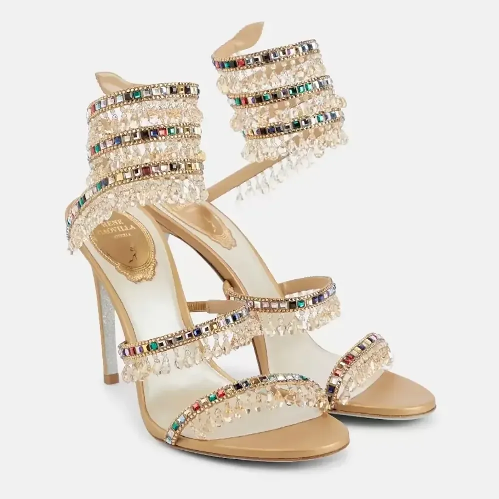 Rene Caovilla Chandelier Crystal Sandy Sandal 105 for Women Rene Caovilla Chandelier Crystal Sandy Sandal 105 for Women