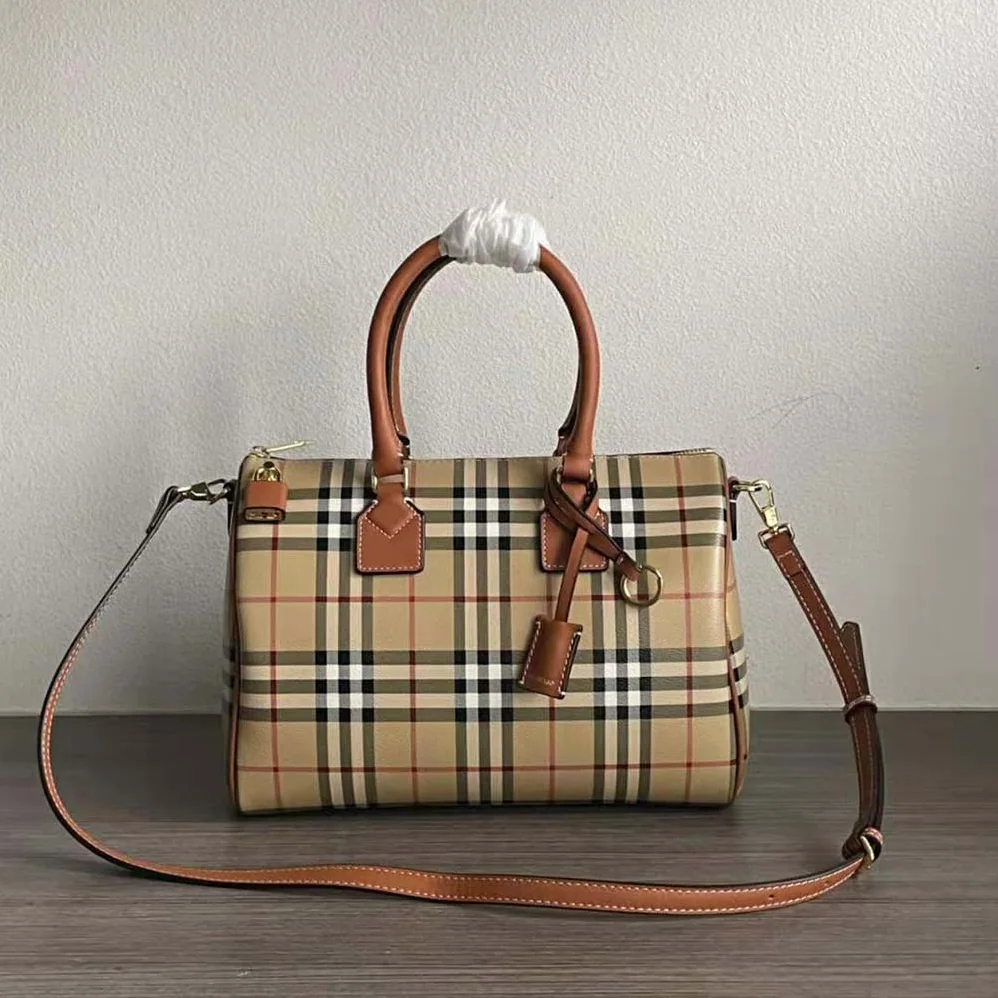 Burberry Check Medium Bowling Bag for Women in Brown