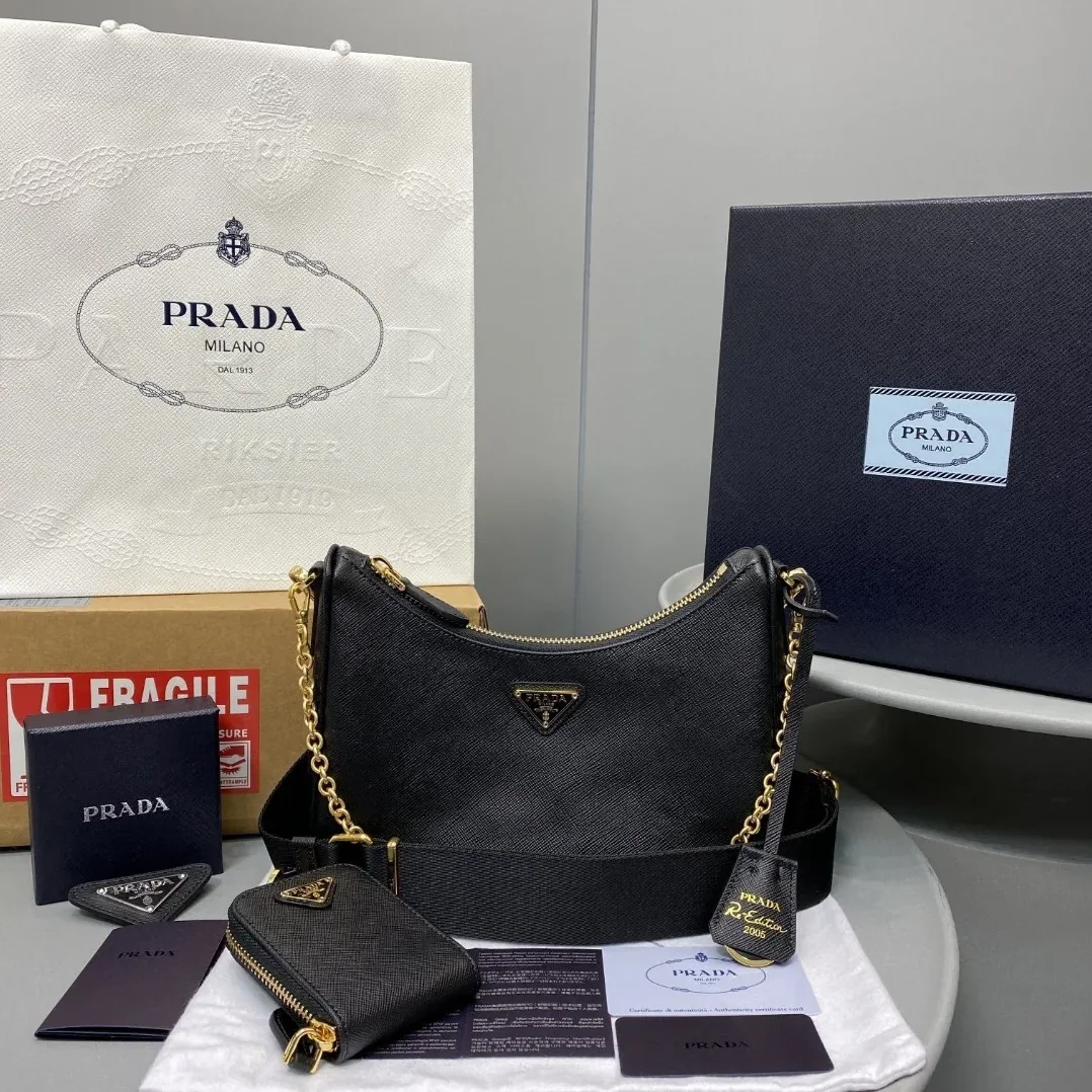 Prada System Nappa Patchwork Shoulder Bag Black Prada System Nappa Patchwork Shoulder Bag Black