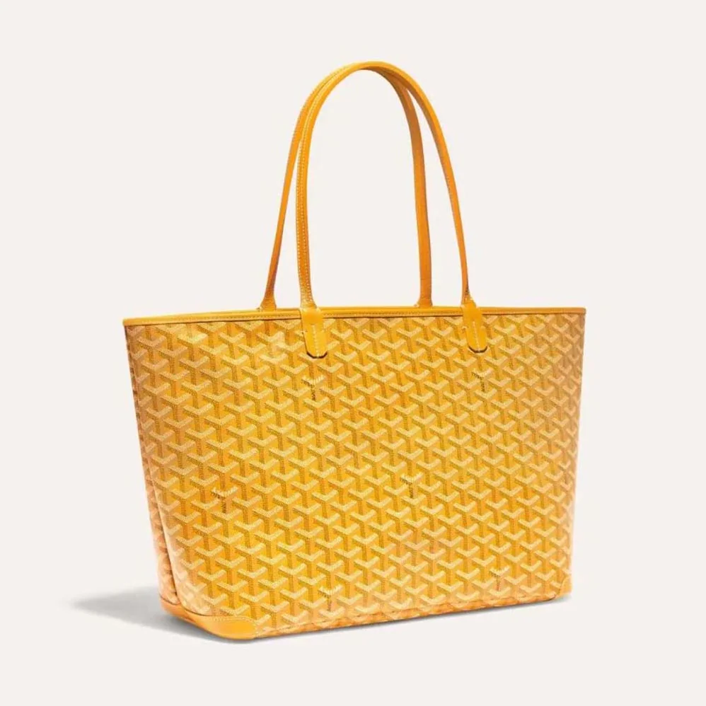 Goyard Sac Artois MM in Goyardine Canvas & Chevroches Calfskin for Women in Yellow Goyard Sac Artois MM in Goyardine Canvas & Chevroches Calfskin for Women in Yellow