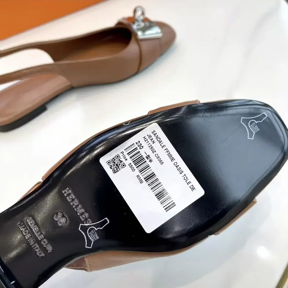 Hermes Gold Innocente Slingback with Kelly Buckle for Women in Brown