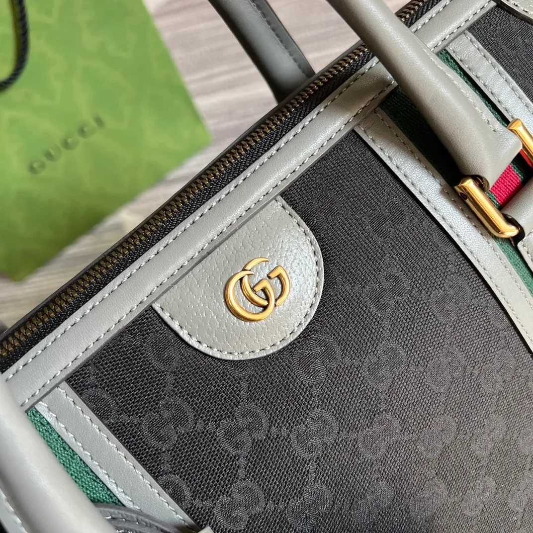 Large Bauletto Top Handle Bag With Double G White in Grey /