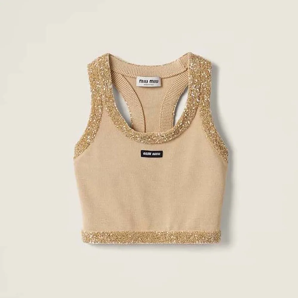 Miu Miu Silk Knit Top-Beige MMV155_13Q1_F0061 for Women Miu Miu Silk Knit Top-Beige MMV155_13Q1_F0061 for Women